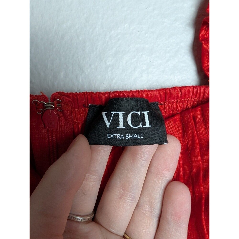 VICI Red Puff Sleeve Babydoll Dress‎ XS - Picture 5 of 7